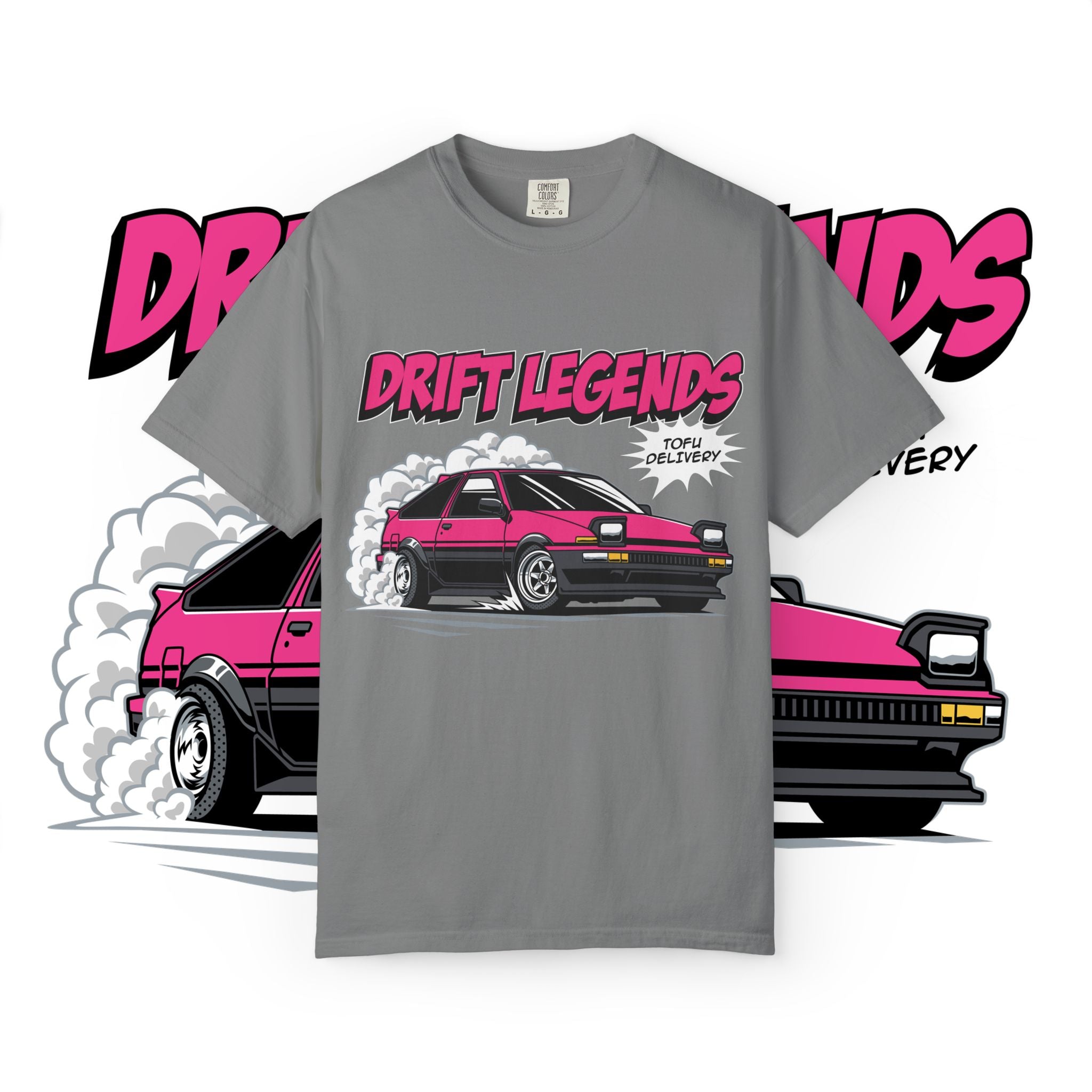 AE86 Retro Drift Car Graphic Tee — "Drift Legends" Pink