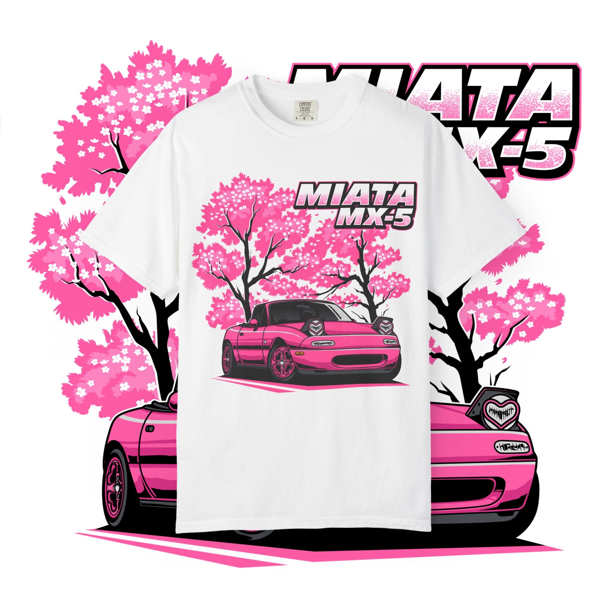 Mazda Miata MX-5 Cherry Blossom T-Shirt — Pink Sport Car Tee