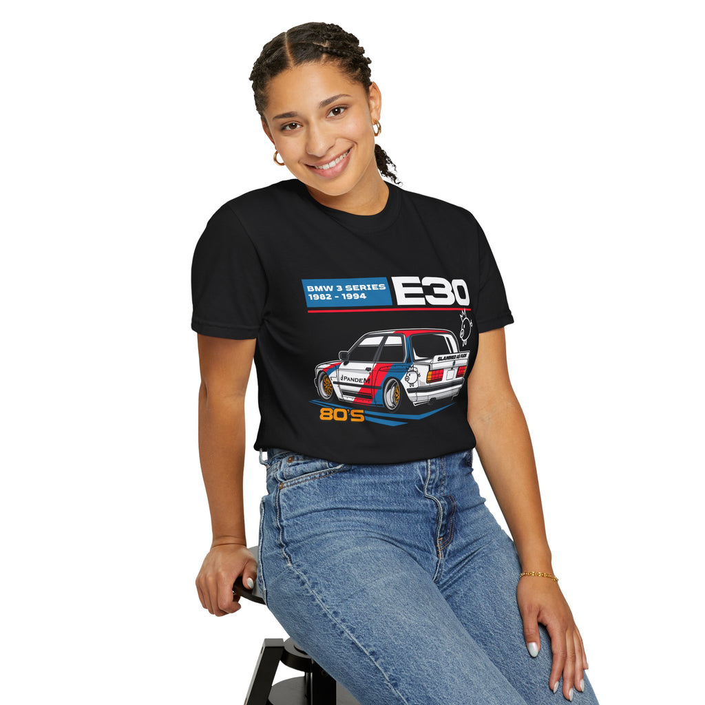 BMW E30 80s Racing Tee — Vintage 1982–1994 Garment-Dyed T-Shirt