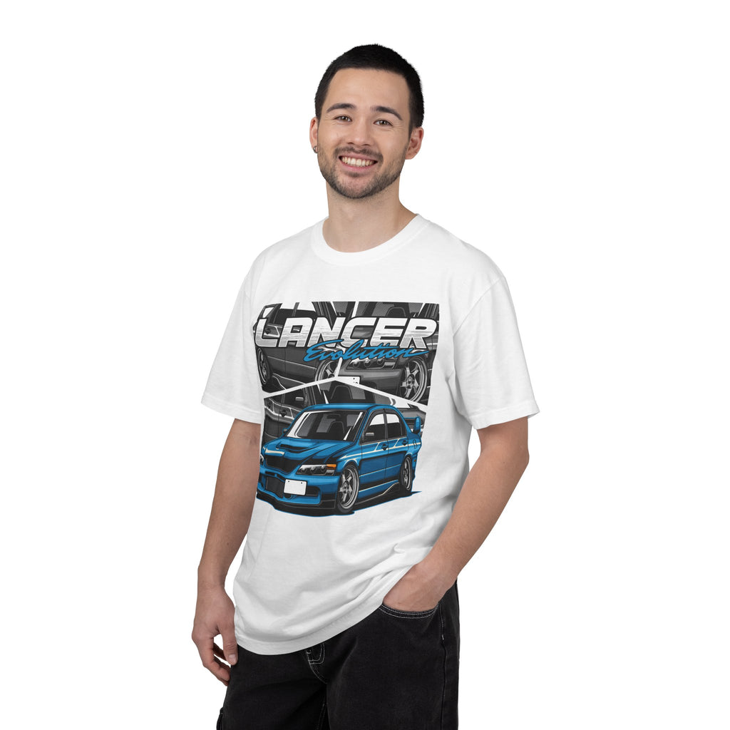 Lancer Evo Graphic T-Shirt — Blue Sports Car Street Racing Tee
