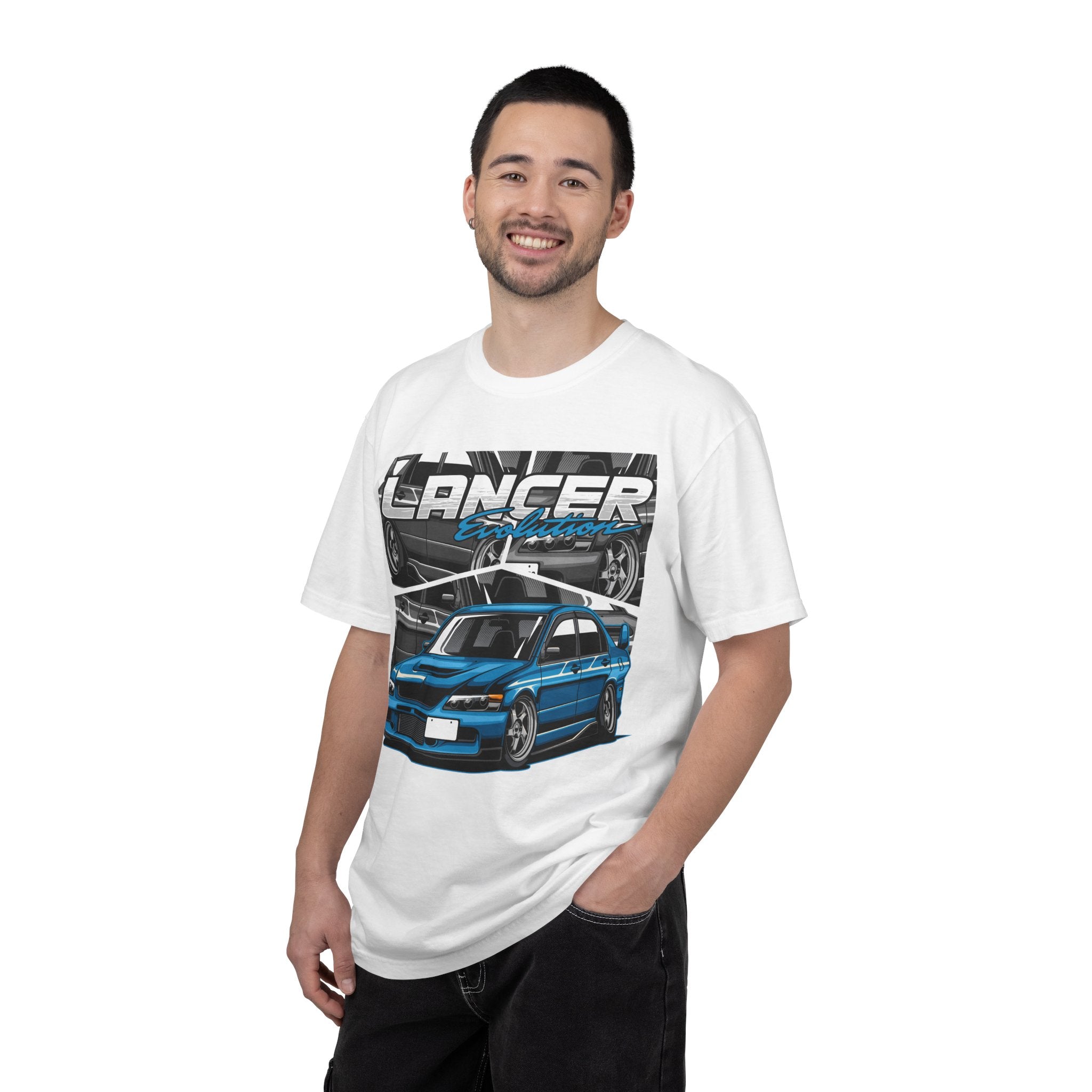 Lancer Evo Graphic T-Shirt — Blue Sports Car Street Racing Tee