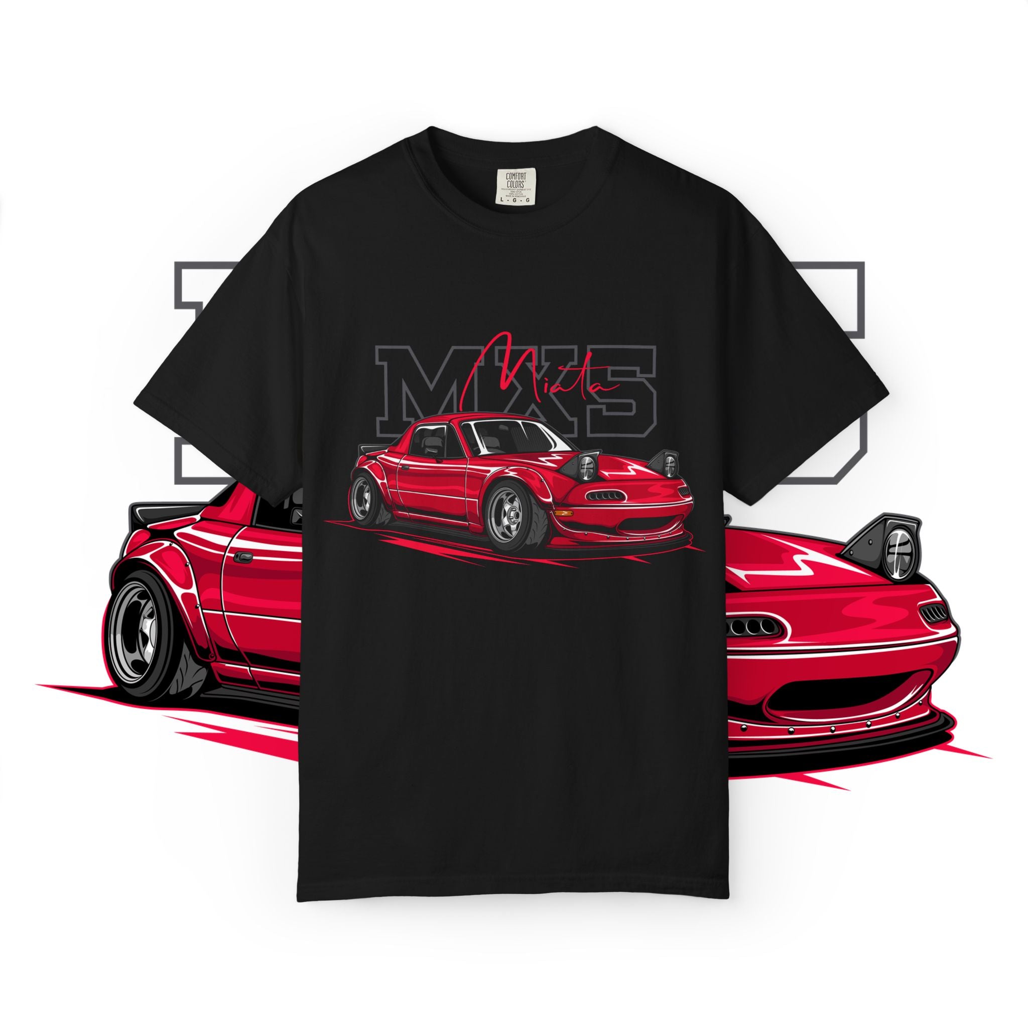 Miata MX-5 Vintage Racing Tee — Red Sports Car Graphic T-Shirt