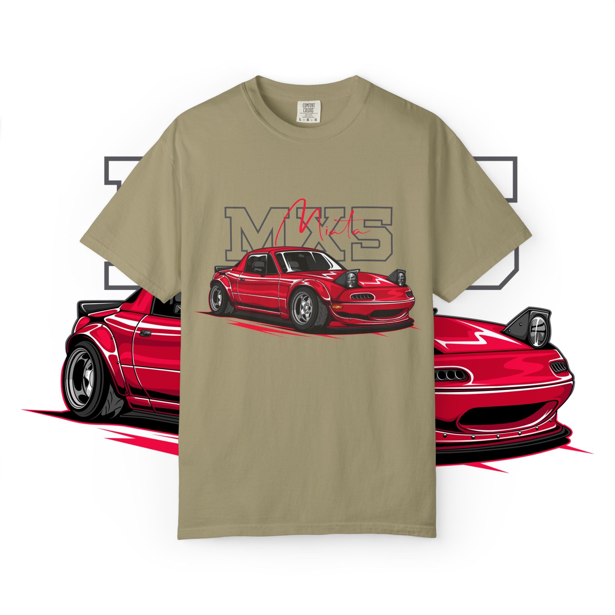 Miata MX-5 Vintage Racing Tee — Red Sports Car Graphic T-Shirt