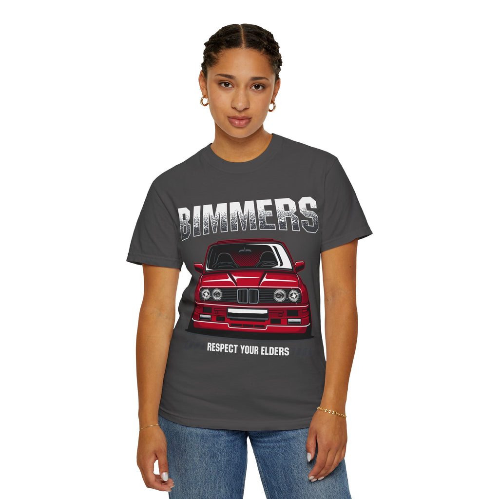 Bimmers Respect Your Elders T-Shirt — Vintage Red BMW Car Tee
