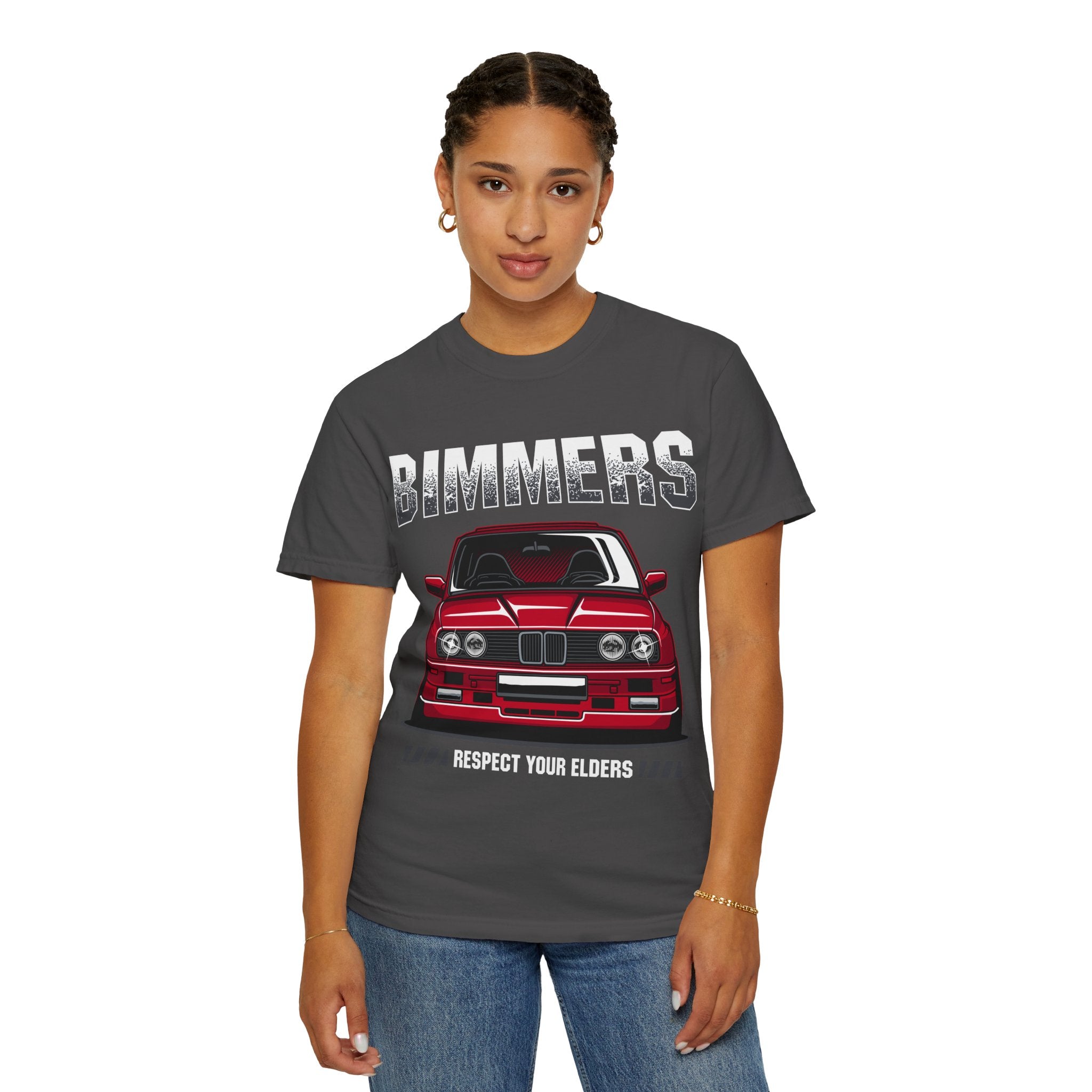 Bimmers Respect Your Elders T-Shirt — Vintage Red BMW Car Tee