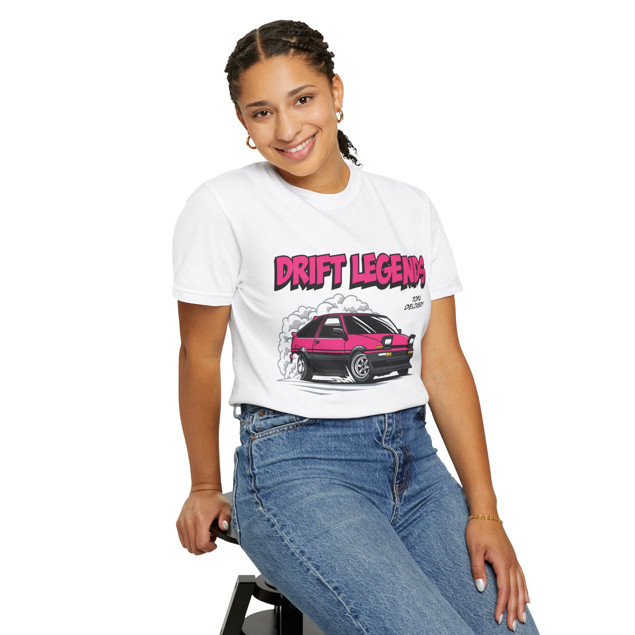AE86 Retro Drift Car Graphic Tee — "Drift Legends" Pink