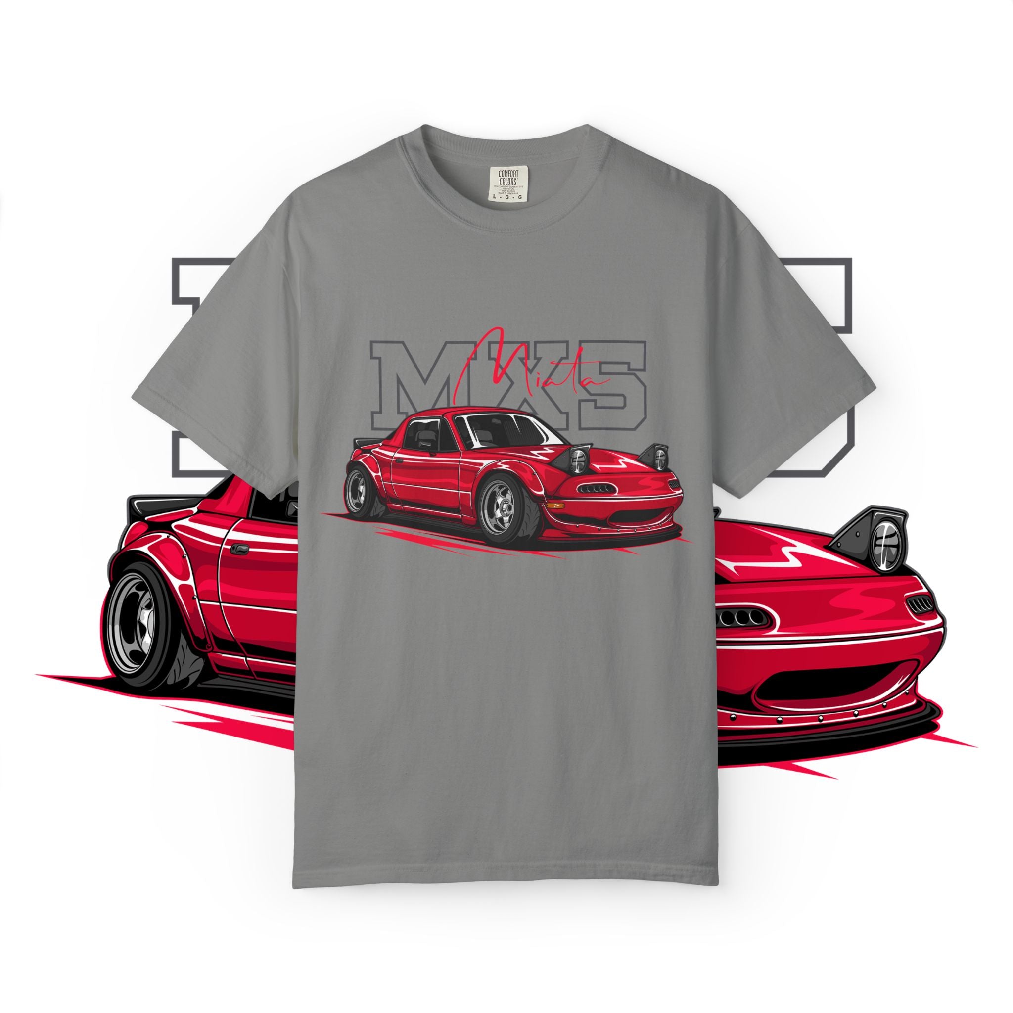 Miata MX-5 Vintage Racing Tee — Red Sports Car Graphic T-Shirt