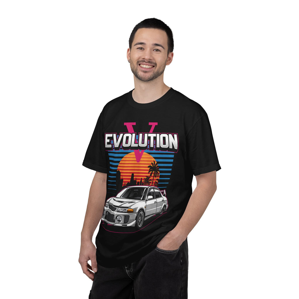Evolution V Retro Car T-Shirt — Mitsubishi Evo V Skyline Sunset Graphic Tee
