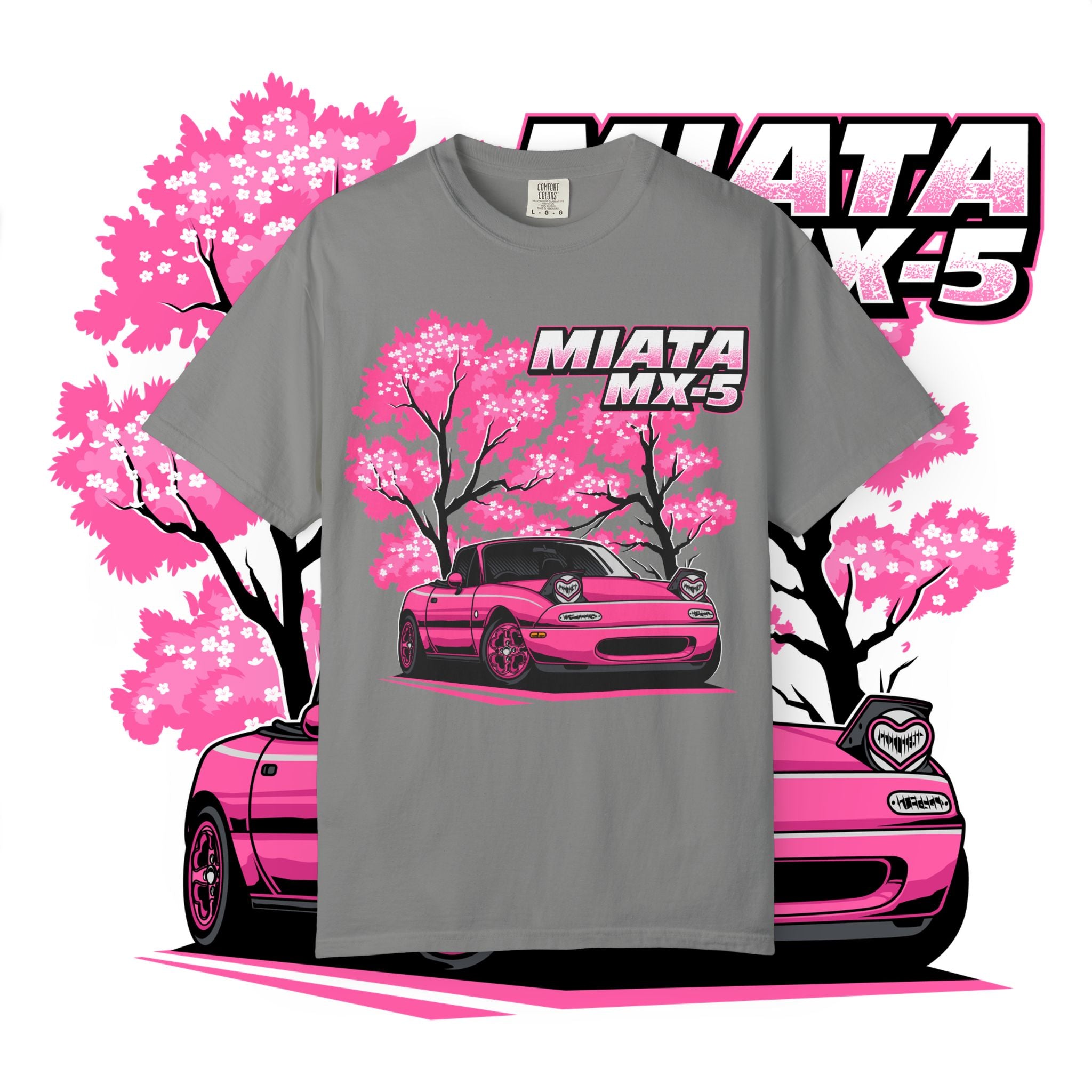 Mazda Miata MX-5 Cherry Blossom T-Shirt — Pink Sport Car Tee