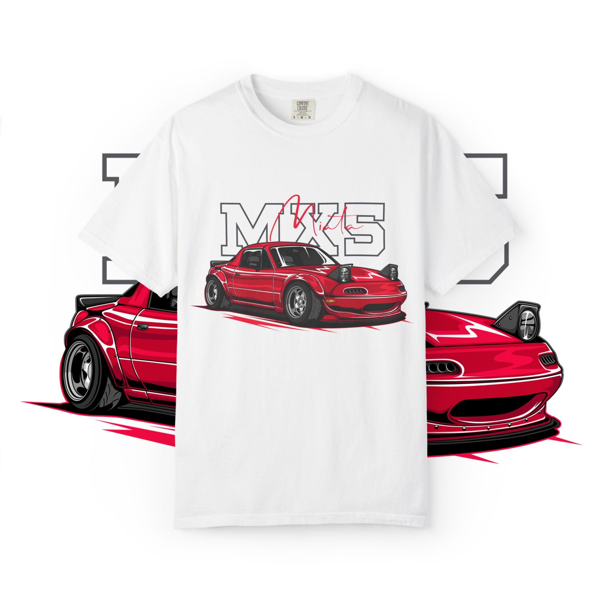 Miata MX-5 Vintage Racing Tee — Red Sports Car Graphic T-Shirt
