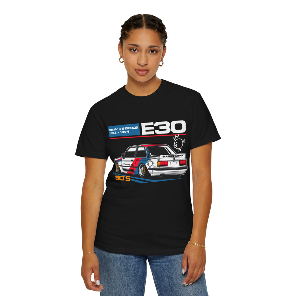 BMW E30 80s Racing Tee — Vintage 1982–1994 Garment-Dyed T-Shirt