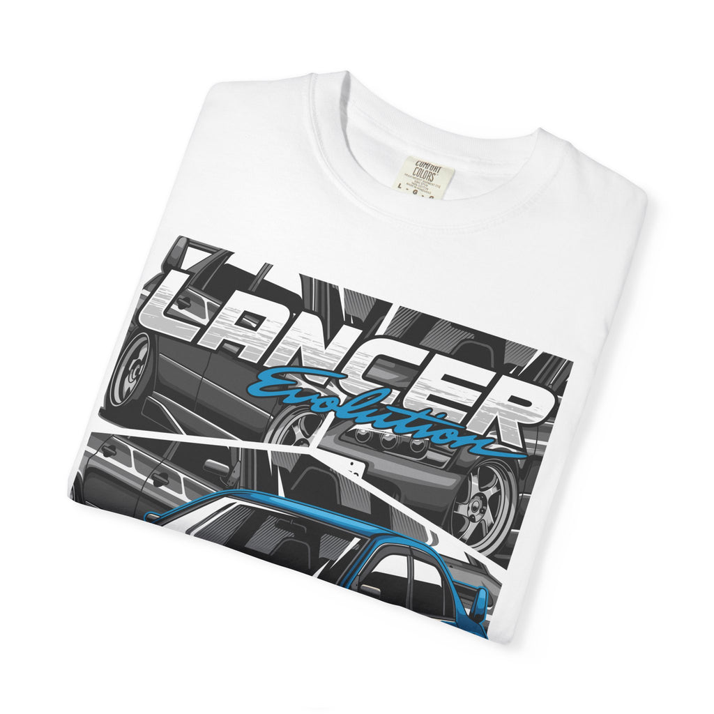 Lancer Evo Graphic T-Shirt — Blue Sports Car Street Racing Tee