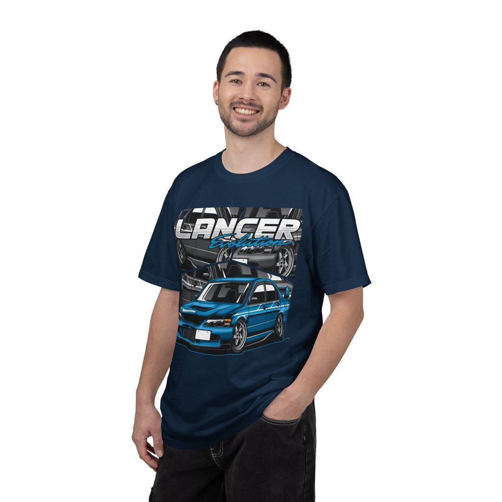 Lancer Evo Graphic T-Shirt — Blue Sports Car Street Racing Tee