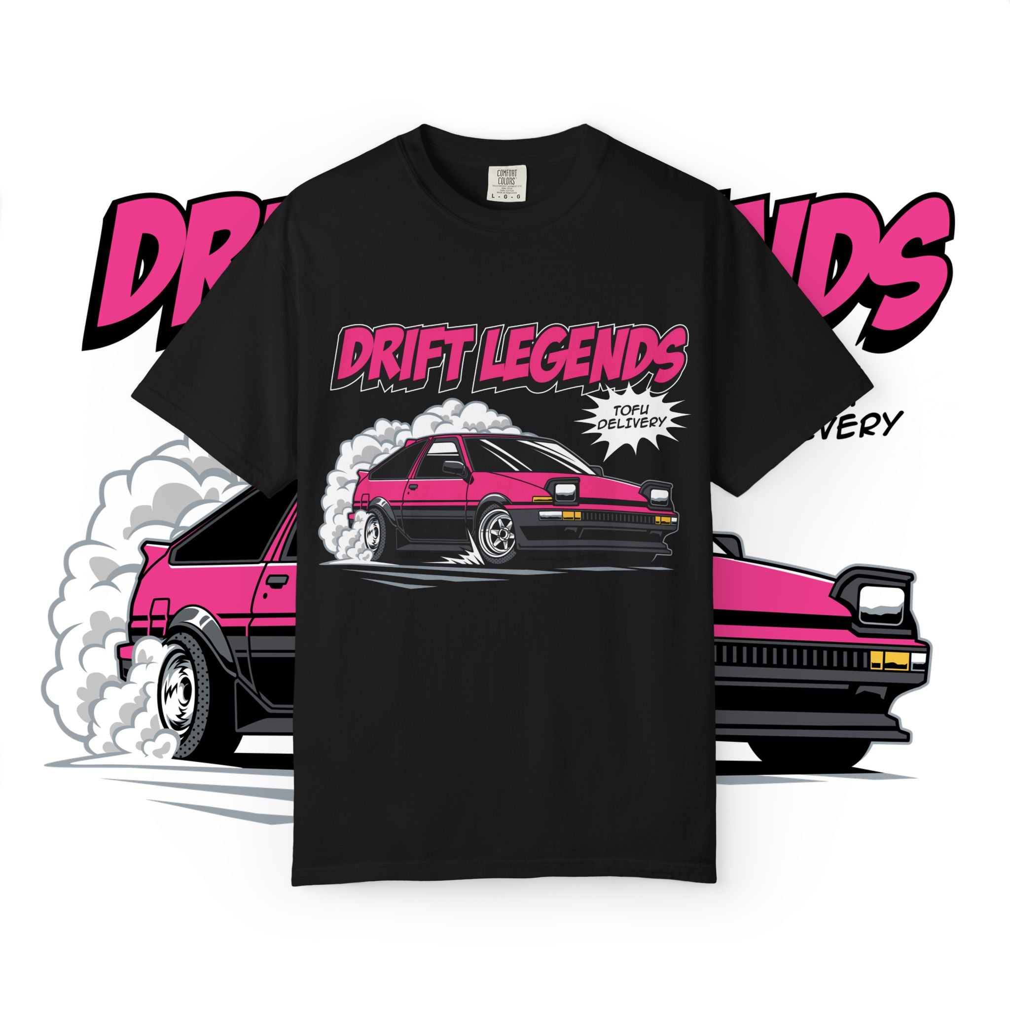 AE86 Retro Drift Car Graphic Tee — "Drift Legends" Pink