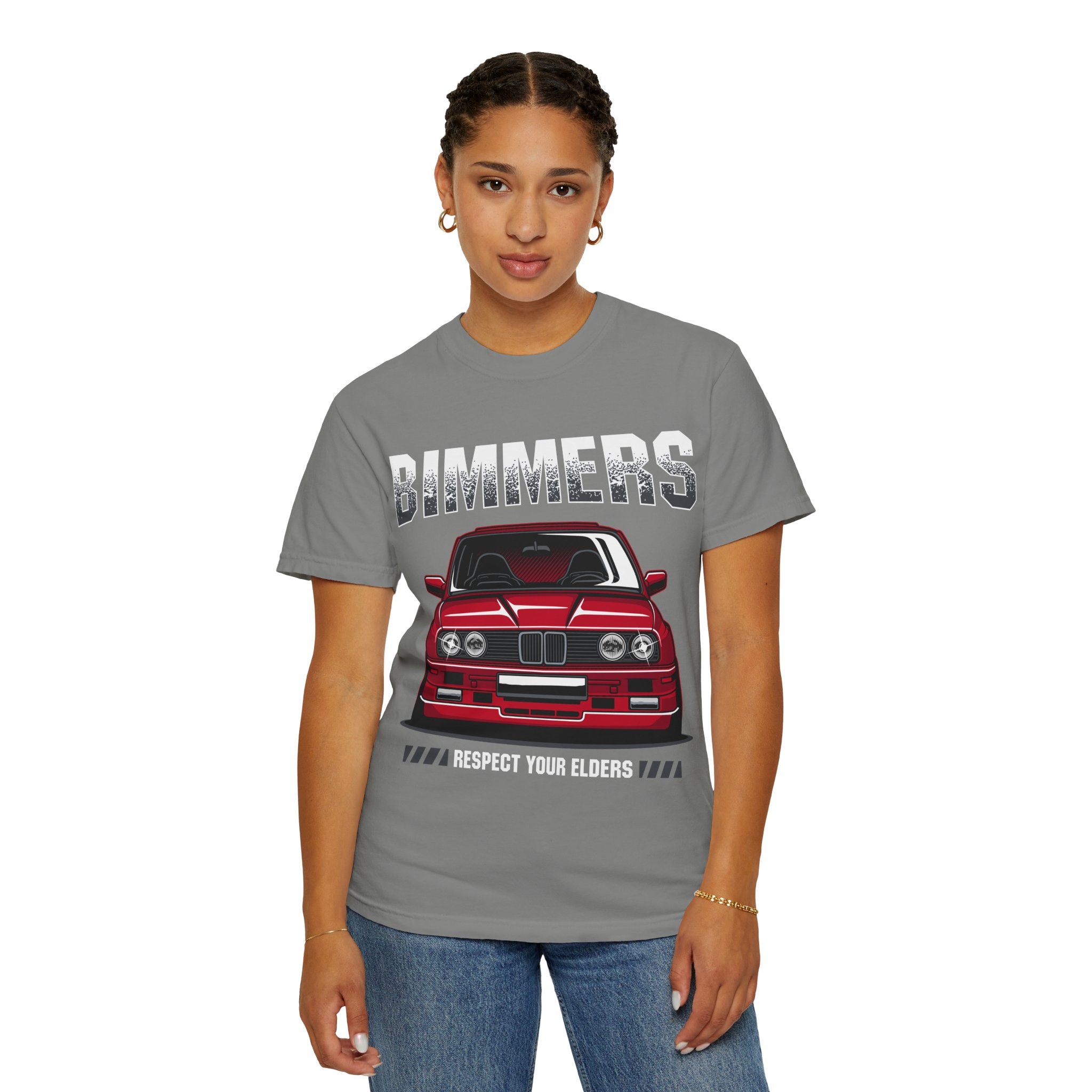 Bimmers Respect Your Elders T-Shirt — Vintage Red BMW Car Tee