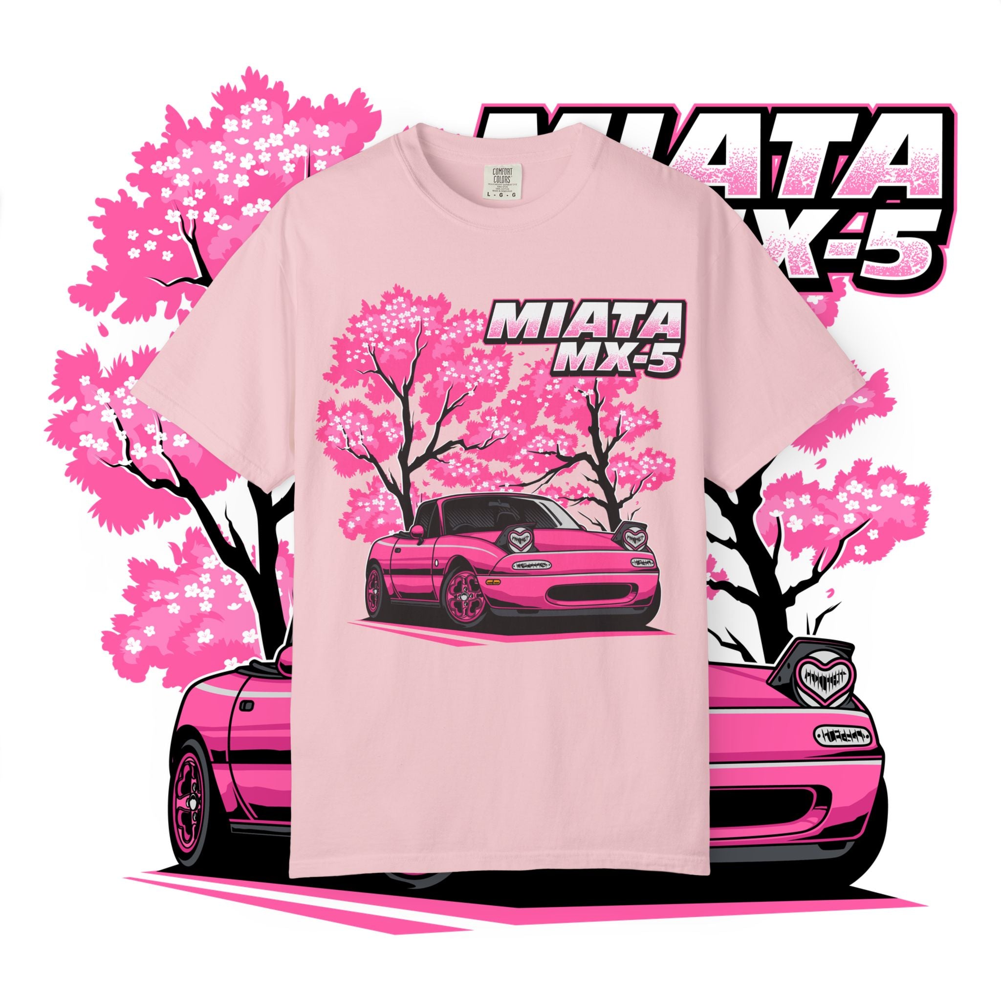 Mazda Miata MX-5 Cherry Blossom T-Shirt — Pink Sport Car Tee