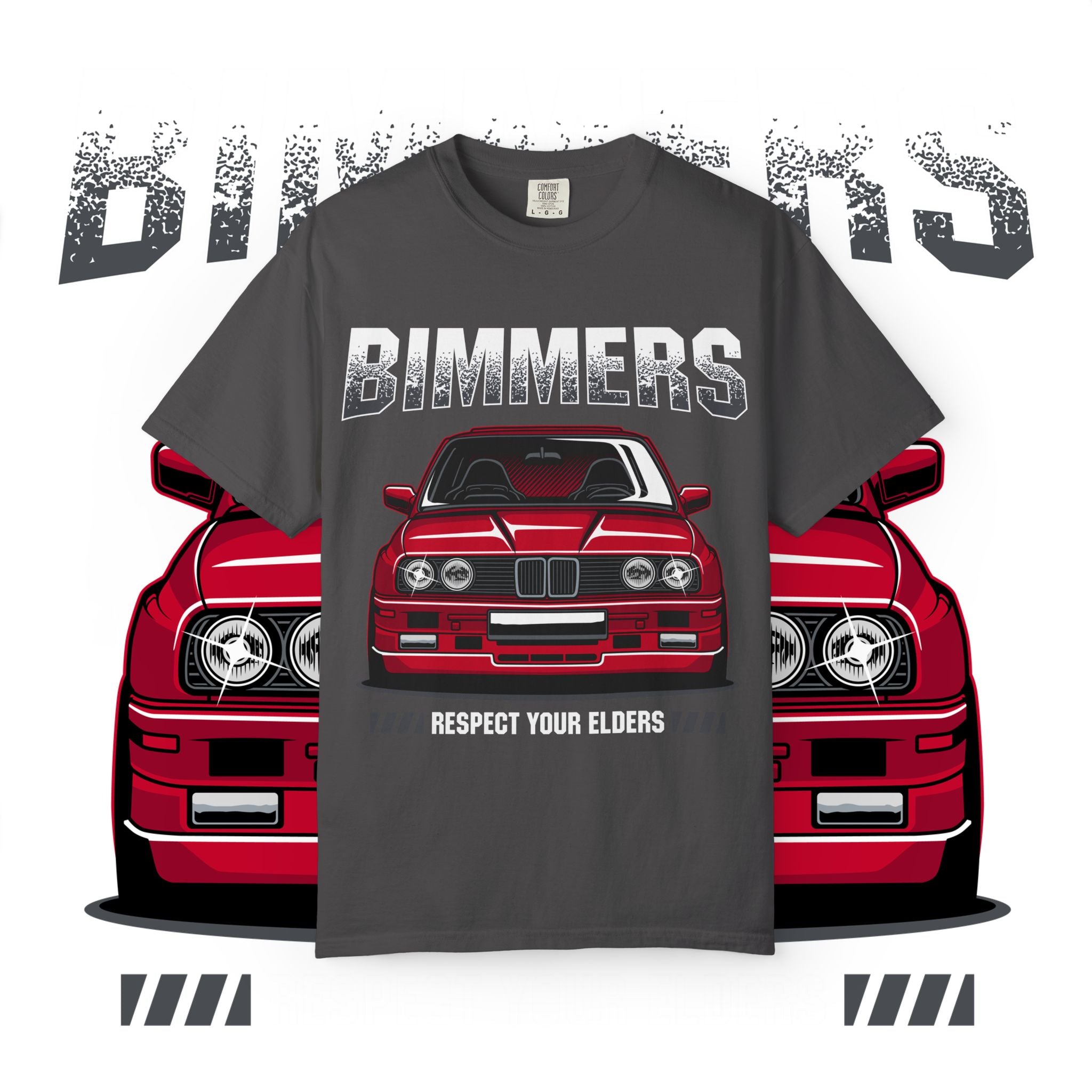 Bimmers Respect Your Elders T-Shirt — Vintage Red BMW Car Tee
