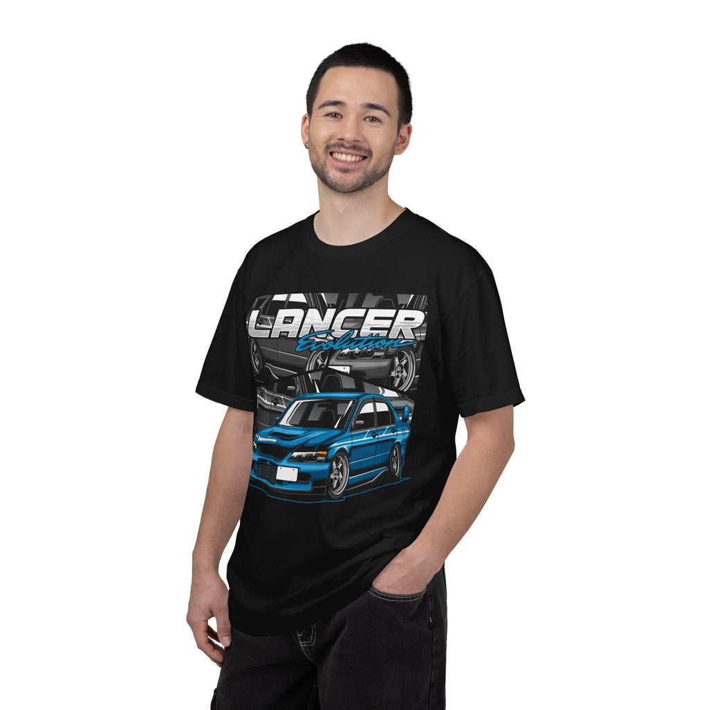 Lancer Evo Graphic T-Shirt — Blue Sports Car Street Racing Tee