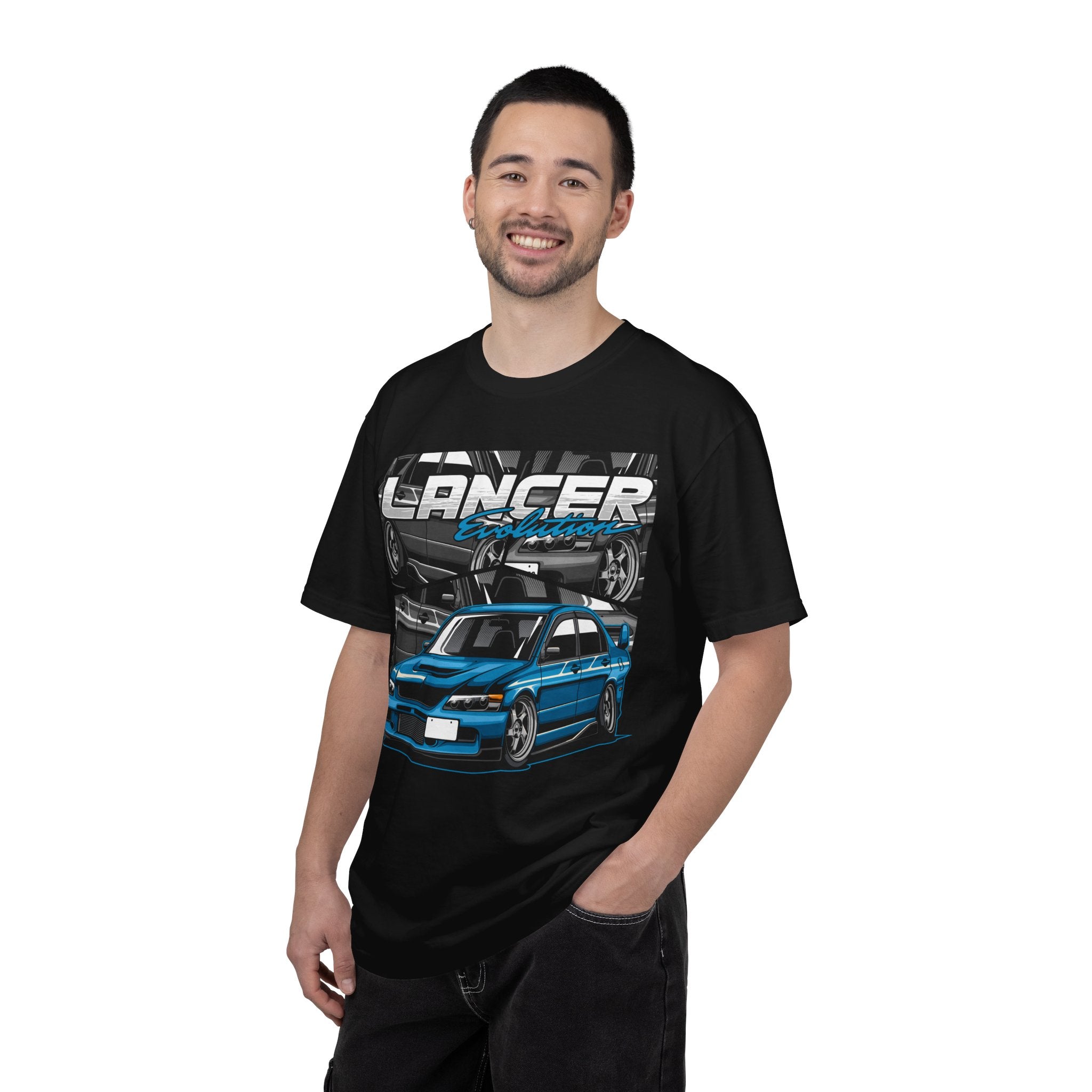 Lancer Evo Graphic T-Shirt — Blue Sports Car Street Racing Tee
